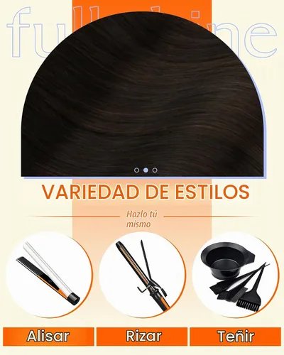 Vista 6 de Full Shine - Extensiones de cabello sin costuras con clip, color marrón oscuro