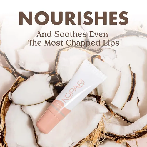 Vista 2 de Kopari Coconut Lip Glossy Birthday Suit - Aceite de coco hidratante y humectante, vitamina E y manteca de karité, brillo labial con aceite de coco