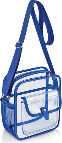 Vista 30 de Bolso bandolera transparente SPODEARS para eventos en estadios y conciertos - Cartera con correa de hombro ajustable con 1 soporte para botella