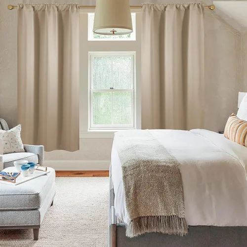 Vista 6 de Diraysid Cortinas opacas beige para dormitorio y sala de estar, cortinas con aislamiento térmico para oscurecer la habitación, 42 x 63 pulgadas, 2