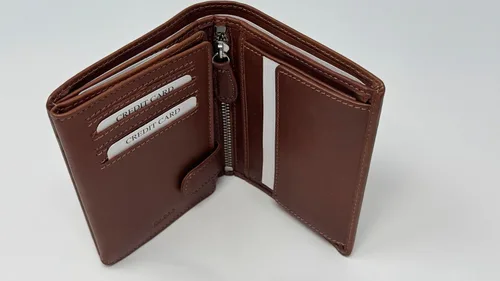 Vista 2 de DiLoro Cartera plegable de cuero genuino de grano completo con bloqueo RFID para hombre con moneda de identificación y compartimento seguro