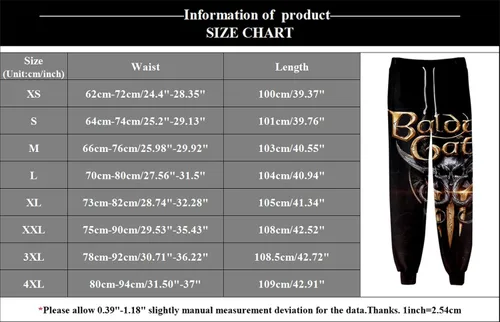 Vista 5 de Pantalones deportivos unisex Baldurs Gate III 3D Astarion Cosplay con cordón