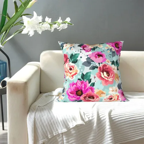 Vista 5 de Fundas de almohada de 20 x 20 pulgadas, fundas de almohada decorativas con flores moradas, fundas de cojín decorativas para sala, fundas de almohada