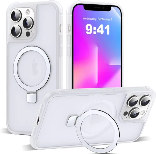 Vista 91 de SKYLMW - Funda compatible con iPhone 11 de 6.1 pulgadas, con soporte magnético invisible tipo anillo, funda translúcida de grado militar, compatible