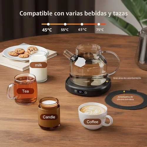 Vista 6 de You're Awesome Juego de Calentador de Tazas de Café, Calentador de Tazas de Café Eléctrico Inteligente para Escritorio de Oficina, 4 Ajustes