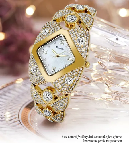 Vista 4 de Gosasa Elegante reloj de pulsera de diamantes para mujer, joyería de moda, reloj de pulsera para mujer, resistente al agua, analógico, de cuarzo