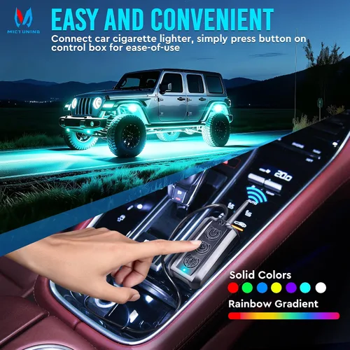 Vista 5 de MICTUNING C3 Luces de Roca RGBW Extensibles - 4 Módulos de Luces de Neón Multicolor para Bajos con Aplicación Bluetooth y Caja de Control