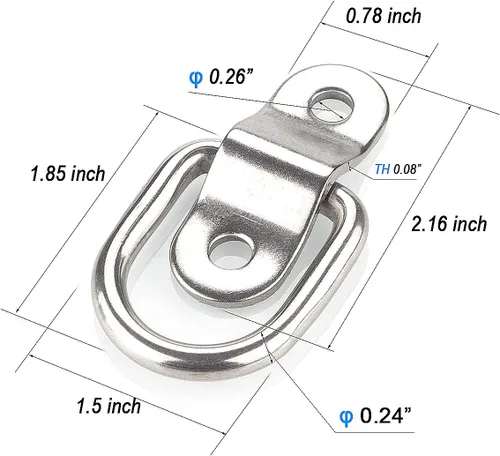 Vista 3 de Paquete de 12 anillos de amarre con soporte de montaje, anillo de amarre de acero inoxidable resistente, punto de anclaje de anillo en D, montaje