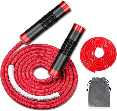 Vista 9 de Redify Cuerda de saltar con peso para entrenamiento físico (1 libra), rodamiento de bolas sin enredos, cuerda de saltar de velocidad rápida