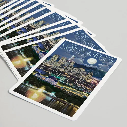 Vista 5 de Lantern Press Los Ángeles, California, Skyline at Night (52 cartas de juego, baraja de cartas de tamaño póquer con comodines)