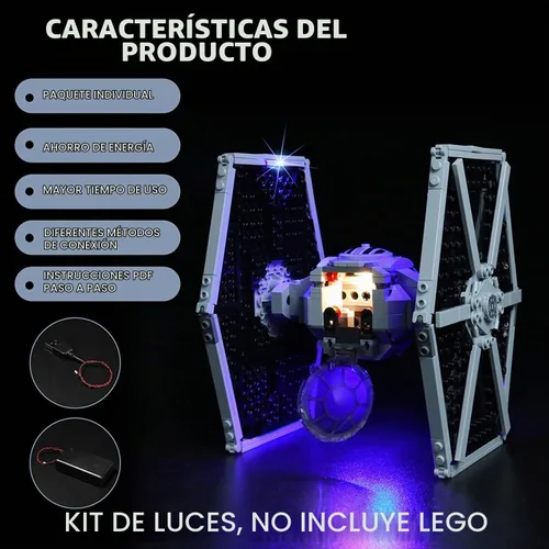 Vista 3 de BrickBling Luz compatible con Lego Imperial TIE Fighter 75300 (sin modelo)