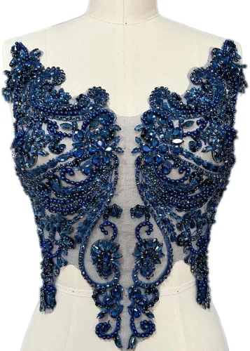 Vista 11 de Apliques de encaje hechos a mano con diamantes de imitación para coser en cuentas de vidrio, accesorios para ropa de vestir (color AB)