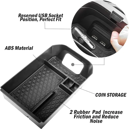 Vista 3 de TACORBO - Organizador de consola central compatible con Toyota RAV4 2019 2021 2020 2022 2023 2024 2025 y 2021-2024 2025 RAV4 Prime, bandeja de Negro