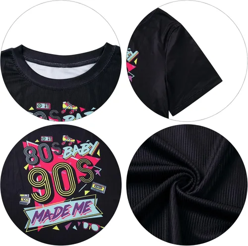 Vista 6 de FLOYU Vestido de verano de manga corta para mujer, vestido camisero de los años 90, vestidos de los años 90, vestido neón hasta la rodilla