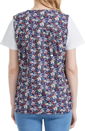 Vista 5 de Nanxson Delantal de zapatero para mujer con 2 bolsillos de parche, babero estampado de algodón, bata con botones para cocina de chef de trabajo