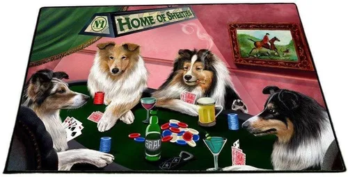 Vista 30 de Doggie of the Day Shetland Sheepdogs Floor Mat - Carnival Kissing Booth - Best Dog Doormat - Protector Decor - Unique Portrait Art - Premium Quality