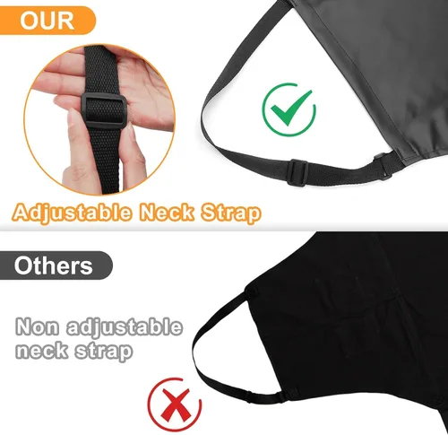 Vista 3 de Gotega Waterproof Rubber Apron Adjustable Dishwasher Apron Negro