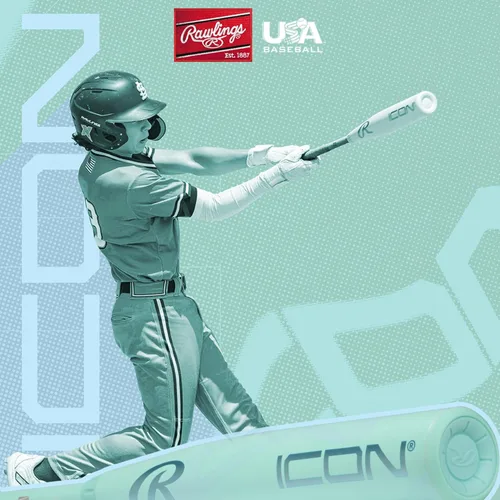 Vista 2 de Rawlings 2026 Bate de béisbol ICON Estados Unidos -5 / -8 / -10 / -12 Drop Barril de 2 5/8 pies 2 piezas compuesto