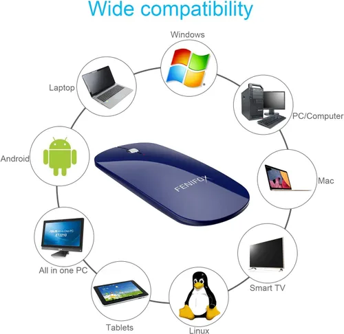Vista 41 de FENIFOX mini mouse Bluetooth, mouse óptico móvil portable ultrafino con batería recargable para PC, Mac, laptop, tablet Android, Negro