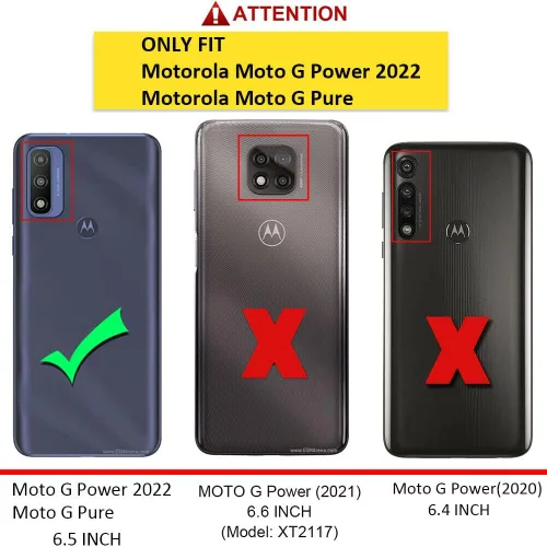 Vista 2 de Compatible con Moto G Pure 2021 Slim Shell Funda resistente a prueba de golpes de cuerpo completo con vidrio templado, funda para teléfono
