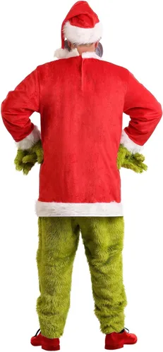 Vista 4 de Dr Seuss The Grinch Santa Deluxe Costume with Mask XXL
