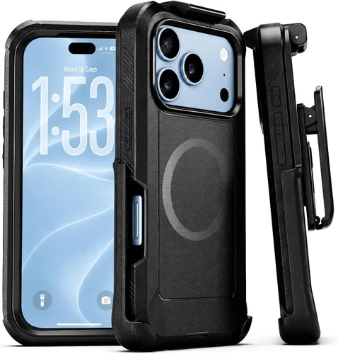 Vista 19 de MOTIVE - Funda resistente para iPhone 15, funda con clip para cinturón, 6.1 pulgadas Negro