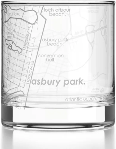 Vista 39 de Well Told Vaso de rocas grabado con mapa de Akron, Ohio, cristalería estilo antiguo (325ml, transparente) Vaso de bourbon grabado, regalos