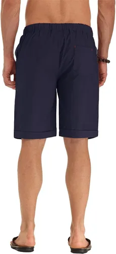 Vista 37 de Sailwind Pantalones cortos de lino para hombre, pantalones cortos casuales de playa con cordón