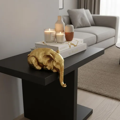Vista 7 de Braxio Estatua de elefante para decoración del hogar, escultura abstracta de elefante dorado de resina para estantes, escritorio, mesa, oficina