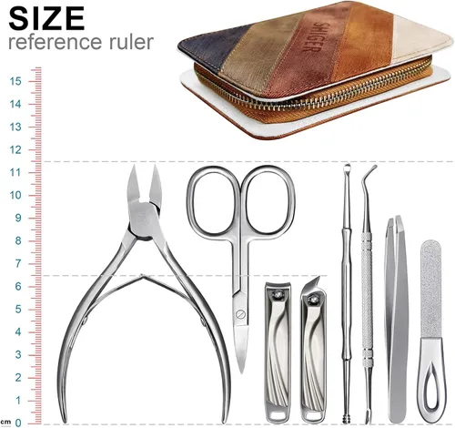 Vista 7 de SGNEKOO - Juego de 8 piezas de cortaúñas para la familia, kit profesional de manicura de acero inoxidable con herramienta de uñas encarnadas, lima