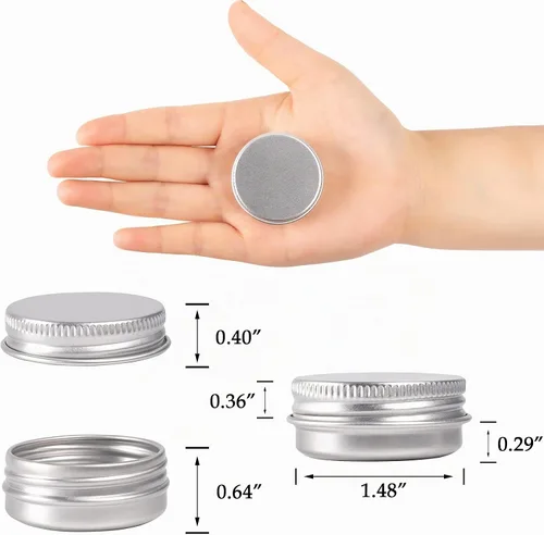 Vista 2 de Latas de aluminio con tapa de rosca plateada de 0.5 oz (0.5 fl oz) con Plata
