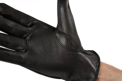 Vista 5 de Saranac Poygan - Guantes de piel de ciervo prémium para hombre, color negro, grande, sin forro, de grano completo, guantes de trabajo de cuero suave