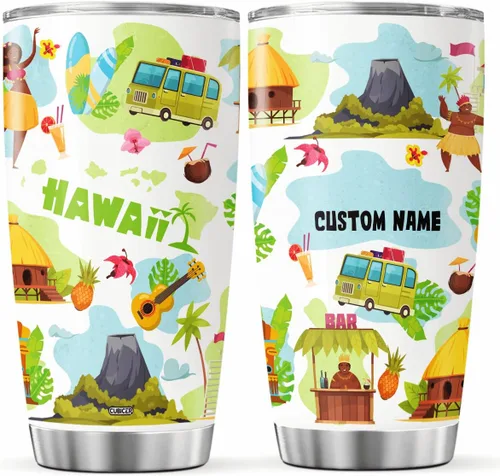 Vista 9 de CUBICER Vaso personalizado con aislamiento del estado de Alaska con tapa, nombre personalizado, regalos de Navidad para mujeres y adultos, vasos