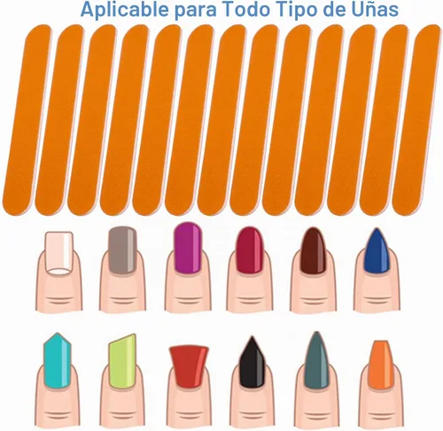 Vista 2 de Mini limas de uñas a granel (100 unidades), lima de uñas de doble cara para uñas naturales, juego de herramientas de manicura, lima de uñas