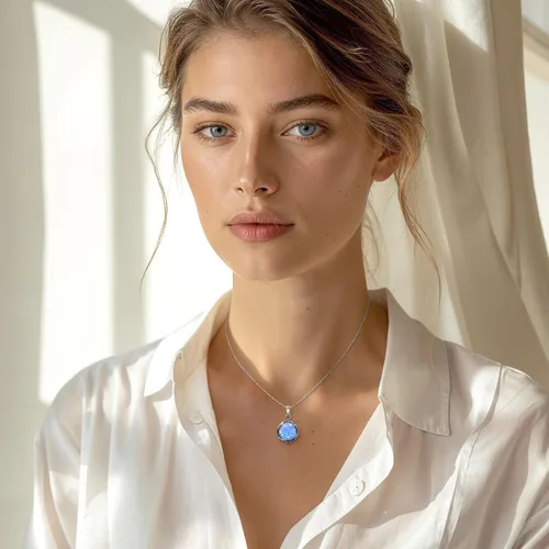 Vista 18 de 925 Sterling Silver Gemstone Necklace Women - Gemstone Pendant Necklace Silver- Birthstone Necklace - Silver Jewelry for Women- Minimalist Jewelry
