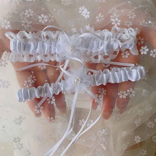 Vista 3 de Ligas de boda para novia, liga de encaje para novia, liguero blanco para mujer, liga de boda, liga de graduación, accesorios de novia