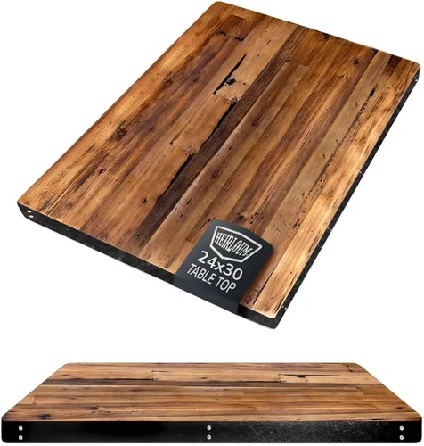 Vista 7 de Mesa de madera recuperada, pieza de madera reciclada rústica perfecta para cocinas, comedor y mesas auxiliares