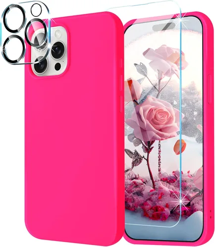 Vista 8 de Fingic Funda para iPhone 13 [5 en 1 con 1 protector de pantalla + 1 protector de lente de cámara] Cojín de forro de microfibra de silicona líquida