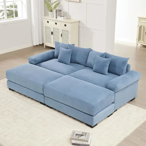 Vista 83 de ODUSE-DAILY Sofá modular de gran tamaño de 117.3 pulgadas, sofás modulares grandes de pana para sala de estar, sofás de 3 plazas, moderno juego