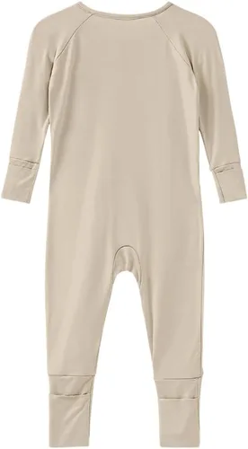 Vista 21 de Pijama de viscosa de bambú sin pies para niños y niñas, pijamas con cremallera para dormir y jugar, mameluco - 0-24 meses