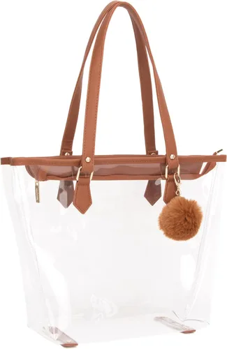Vista 11 de Bolso de hombro transparente grande con colgante de felpa