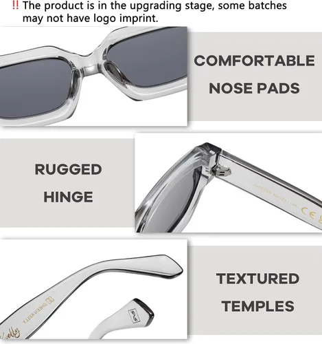 Vista 2 de SHEEN KELLY Gafas de sol hexagonales gruesas retro para hombres y mujeres, de moda, de gran tamaño, cuadradas, gruesas, negras, oscuras, gafas