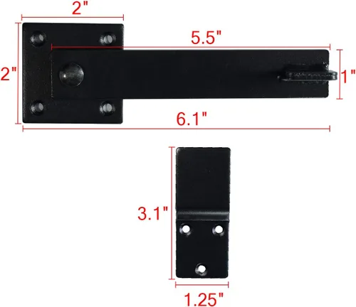Vista 5 de Cerradura de puerta de granero de 5.5 pulgadas, hierro forjado resistente, negro mate