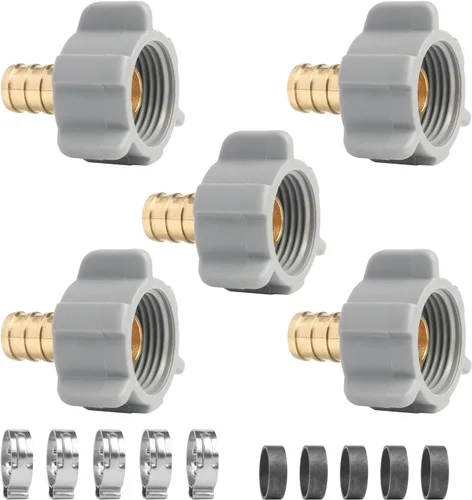 Vista 14 de WiseWater Juego de 4 adaptadores giratorios PEX de 1/2" x 1/2" FNPT para agua potable, accesorios de latón DZR sin plomo con anillos de crimpado