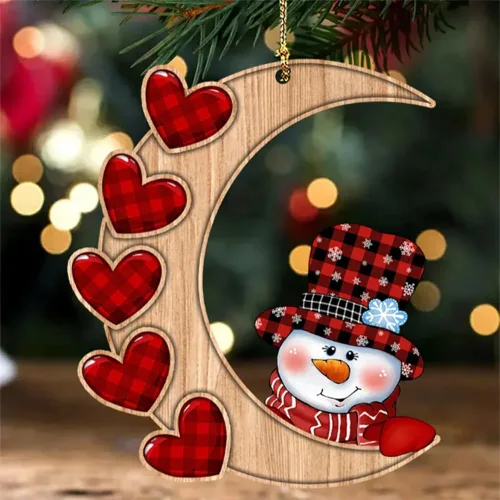 Vista 2 de Nana Grandma Sweet Heart Kids - Adorno de acrílico personalizado con forma de luna, para papá, mamá, abuela, abuela y papá, adorno navideño familiar