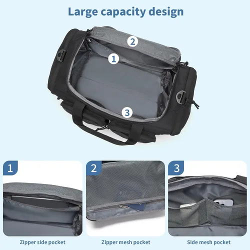 Vista 6 de Wotony Bolsa de lona táctica para hombres, bolsa de lona para gimnasio, viajes, entrenamiento militar de fin de semana, bolsa Molle, Negro, 35 l