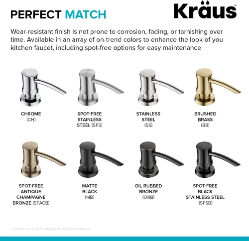 Vista 10 de Dispensador de jabón y loción de cocina Kraus en acero inoxidable libre de manchas, KSD-54SFS Acero inoxidable sin manchas.
