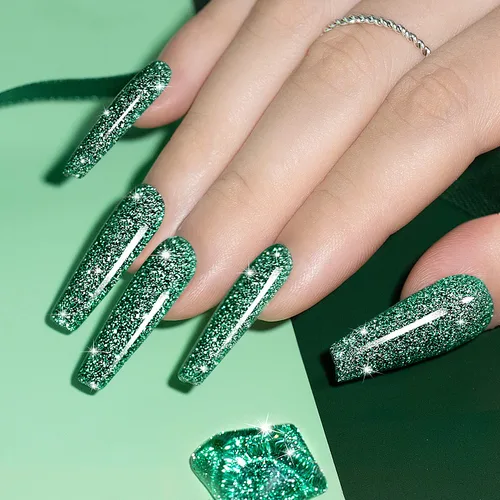 Vista 3 de RARJSM - Esmalte de uñas de gel con purpurina, de color verde oliva, brillante y brillante, para manicura DIY y salón de uñas, requiere secado