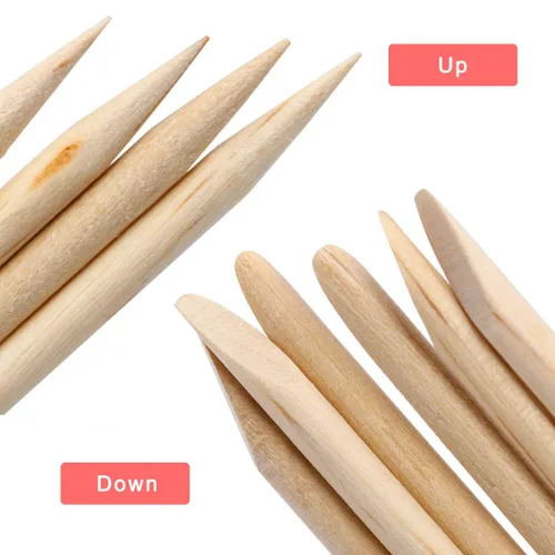 Vista 8 de AHIER - Palitos de madera naranja de 4.5 pulgadas para uñas, 100 palitos de madera para empujadores de cutículas de doble cabeza, herramientas