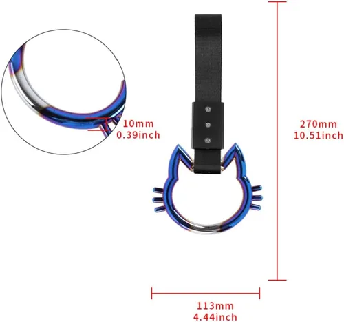 Vista 4 de Q1-TECH, Anillo JDM Tsurikawa japonés para metro, tren, autobús, correa de mano KITTY Cat para parachoques delantero y trasero, anillos